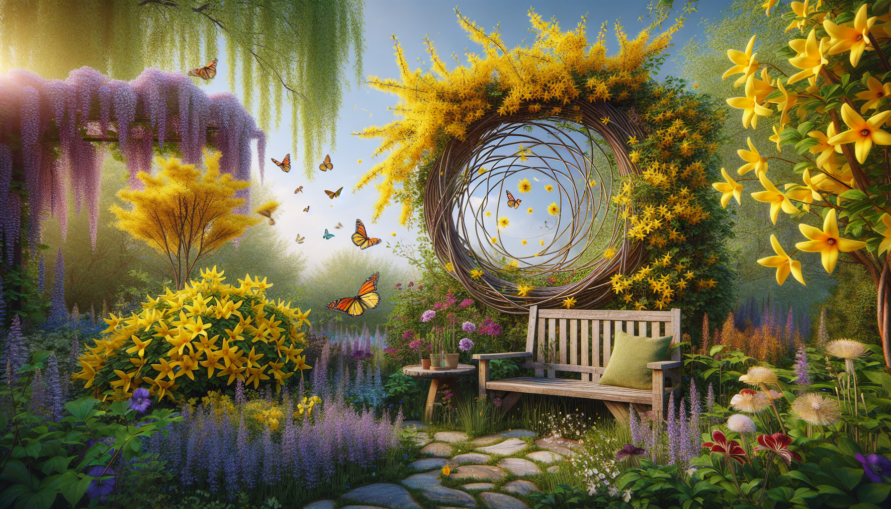 Creating garden harmony and sustainability with forsythia and clematis