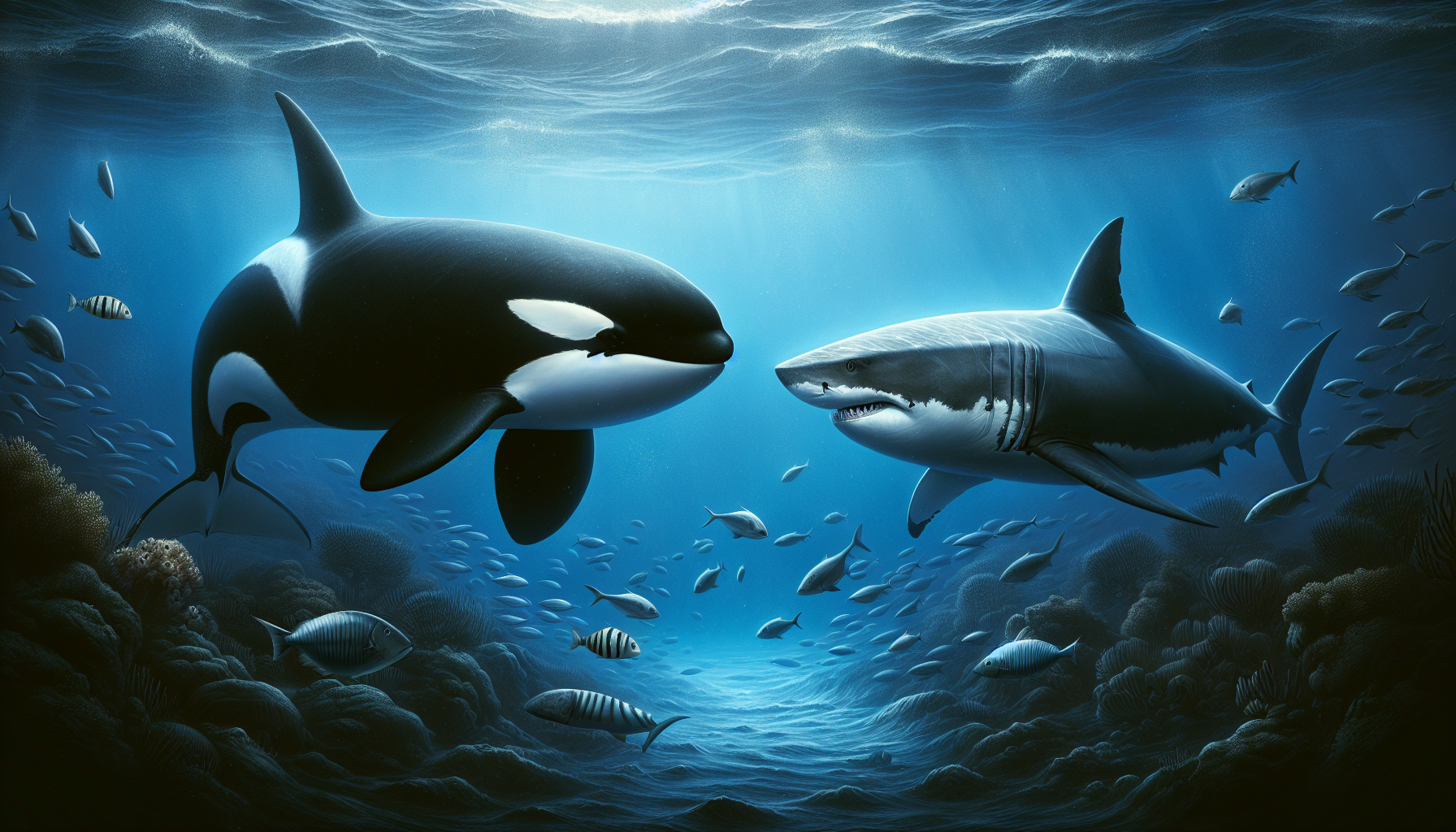 Orca versus great white shark: a compelling study of power and predation in the marine world