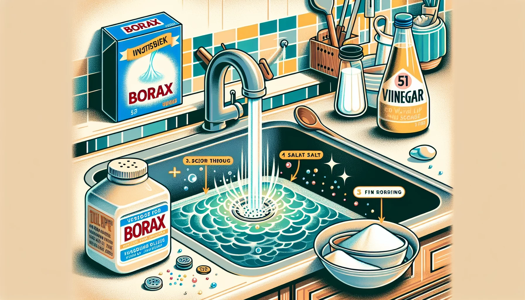 Unclog your drain with borax, salt, and vinegar
