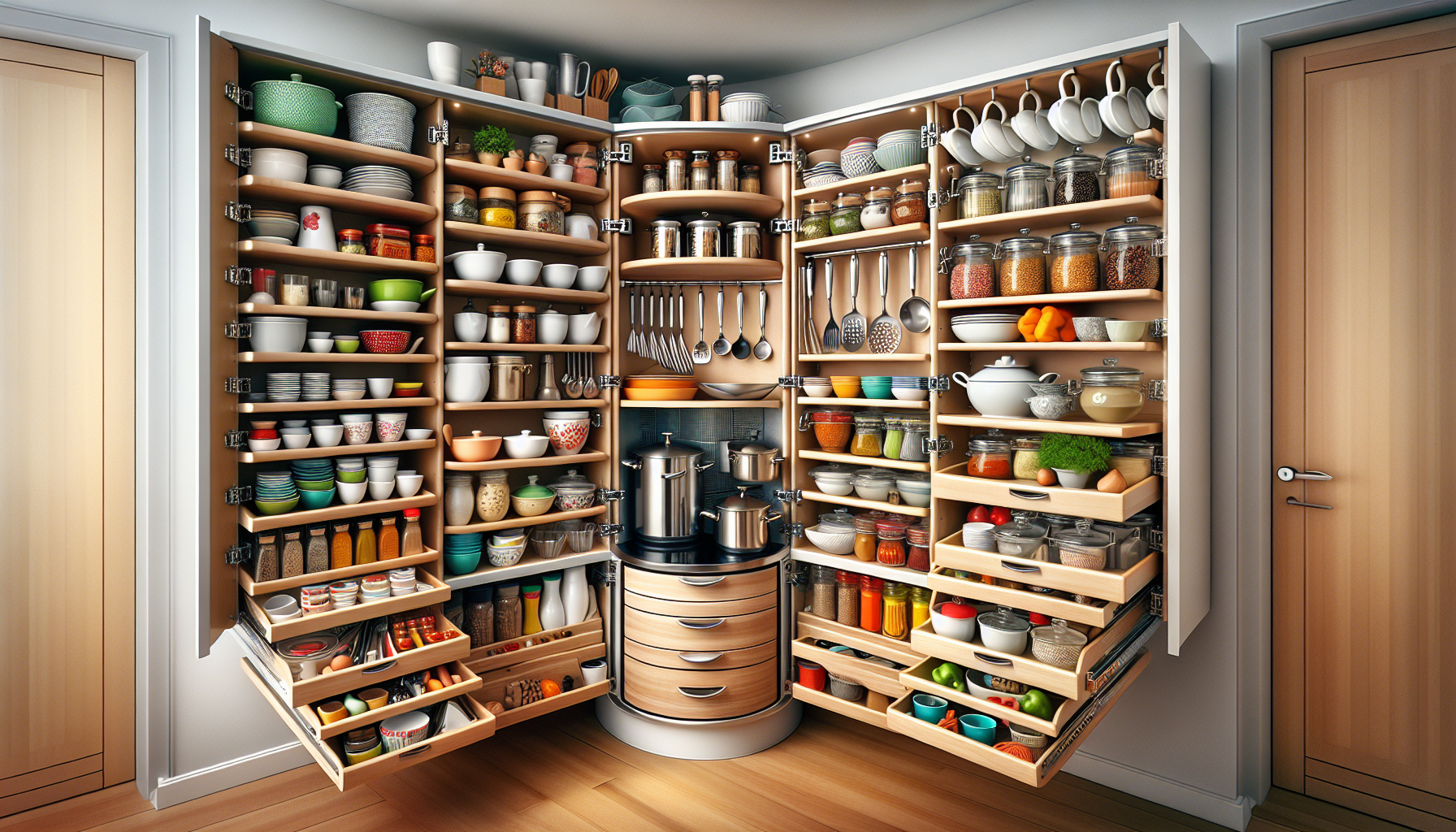 Uncover secret storage solutions for corner kitchen cabinets