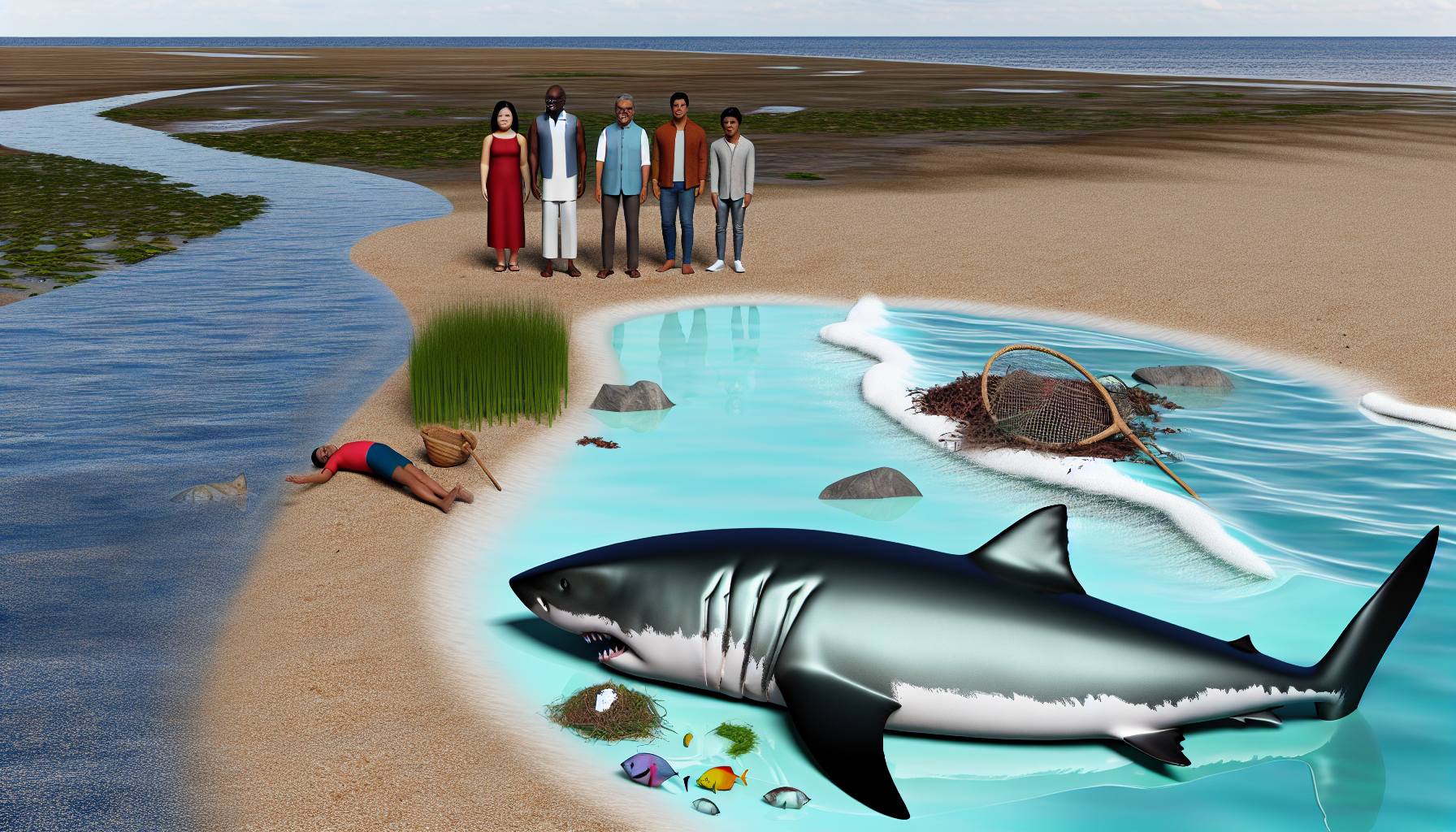 Unusual discovery: great white shark found dead near river mouth raises environmental concerns