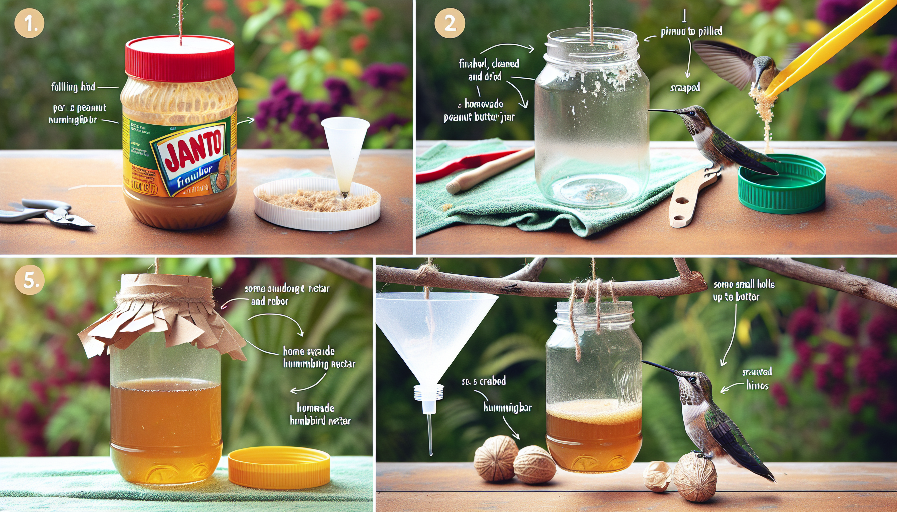 Make a difference: DIY sustainable hummingbird feeder using reused peanut butter jars