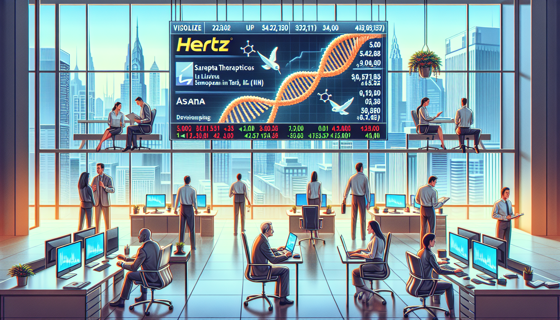 Mid-day stock movements: insights on Sarepta Therapeutics, Hertz and Asana