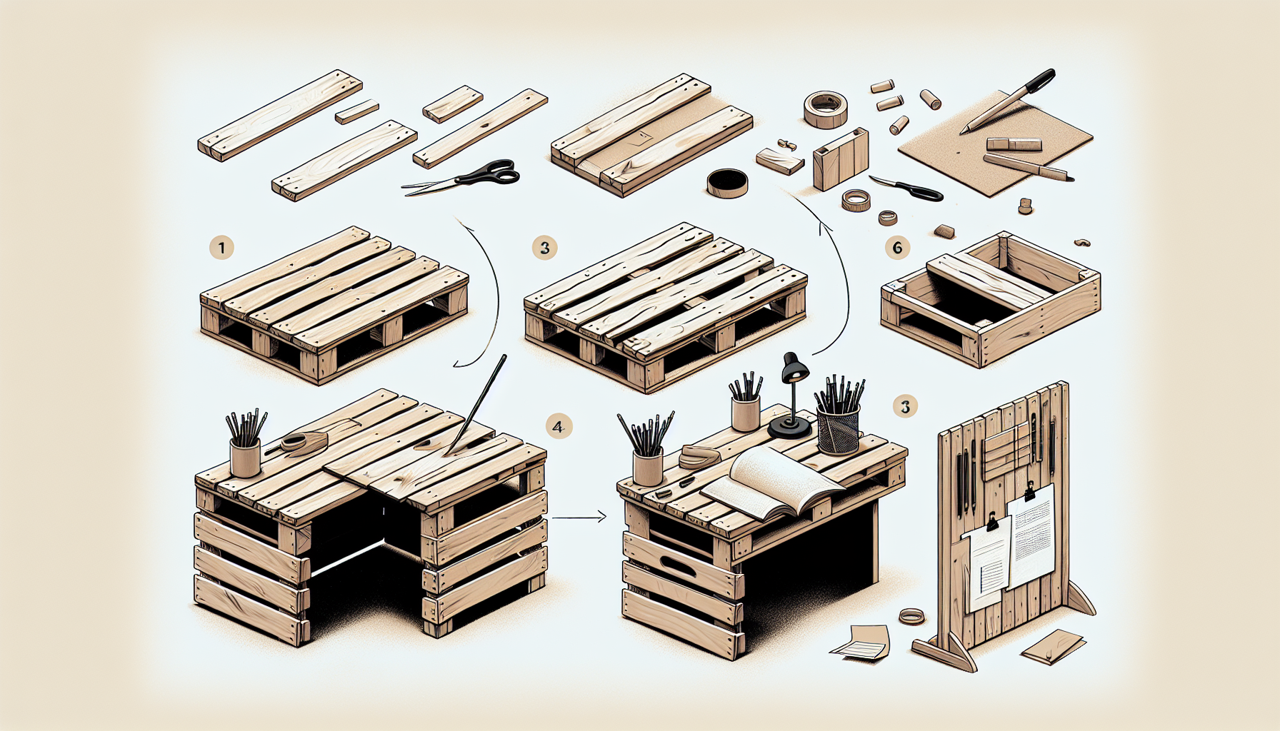 Turn your old wood pallet into a chic desk organizer