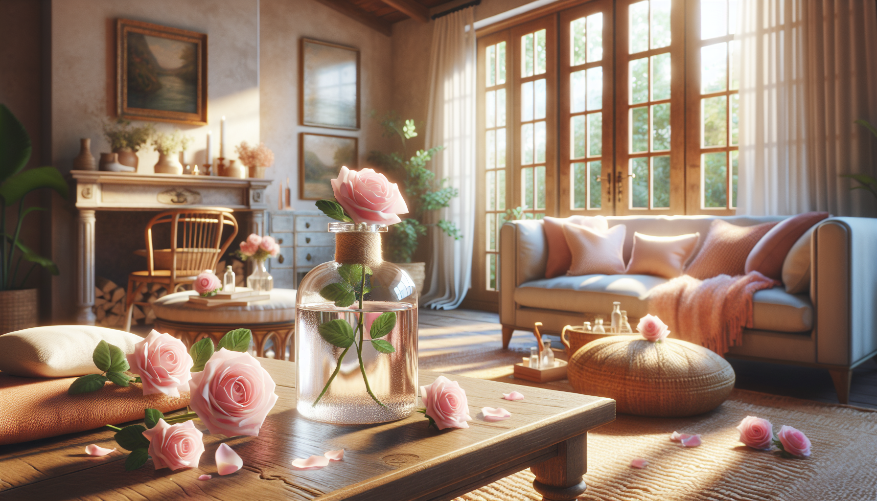 Embrace natural magic: refresh and deodorize your home with rose water.