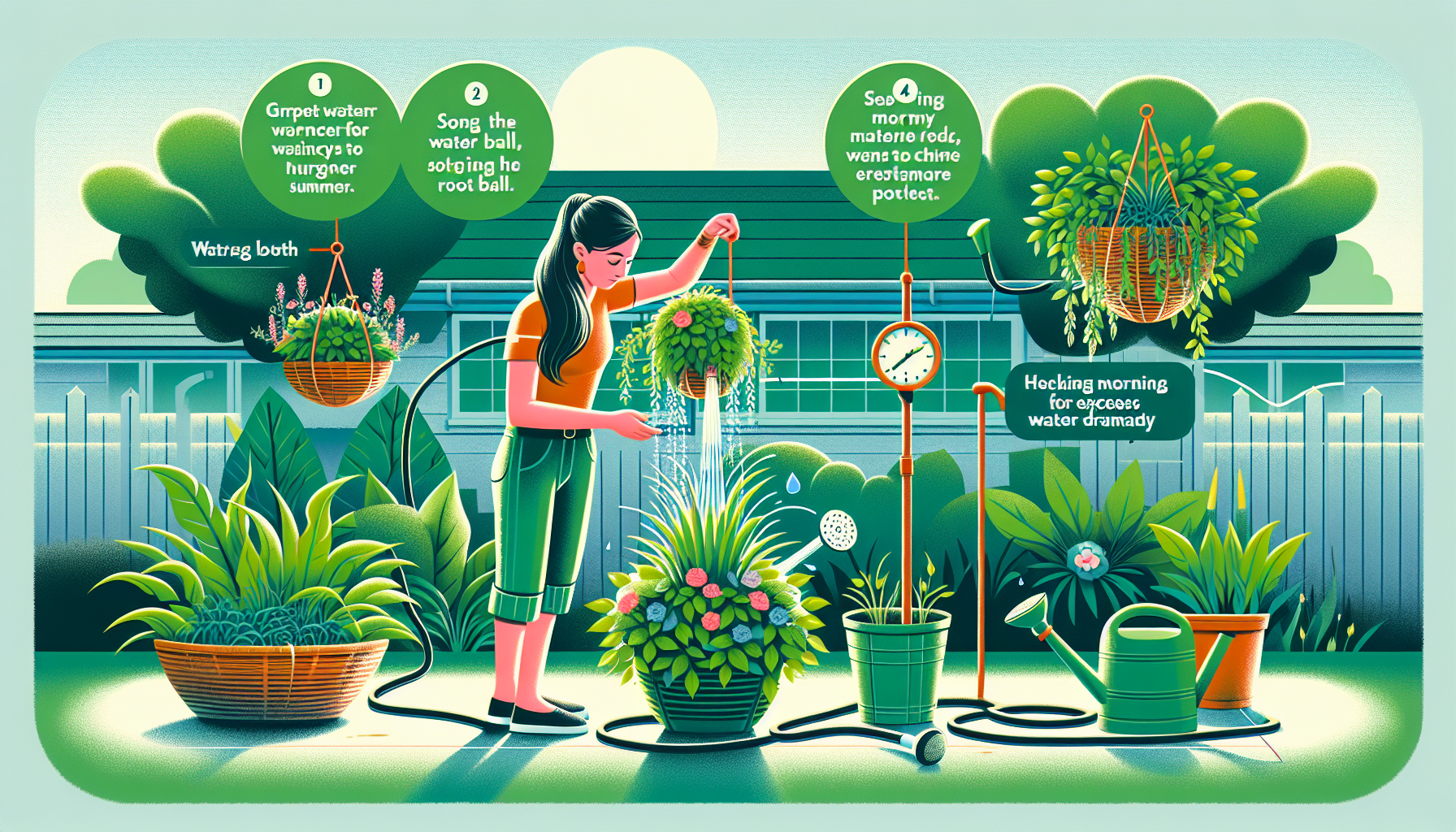 Efficient watering techniques for hanging baskets: keep your plants hydrated this summer